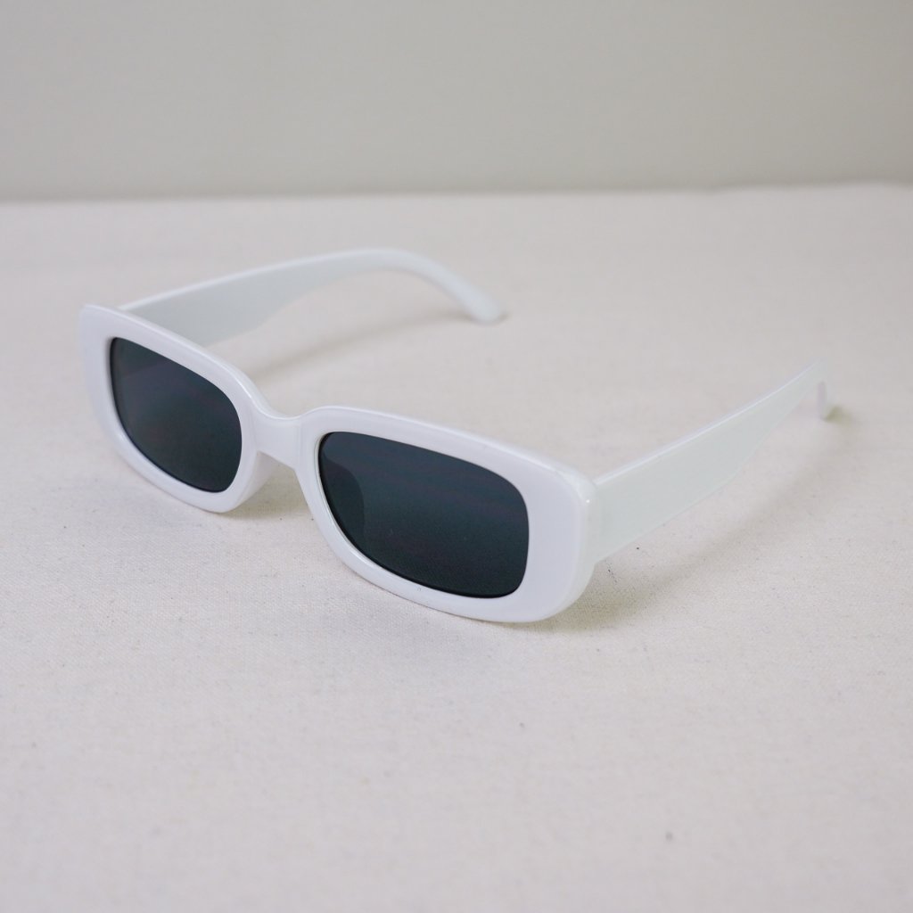 Y2k Rectangle Retro Style White Frame, Dark Lens Frame Sunglasses